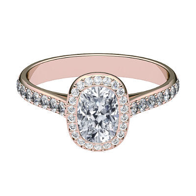 Vittoria Cushion Solitaire halo Half diamond band