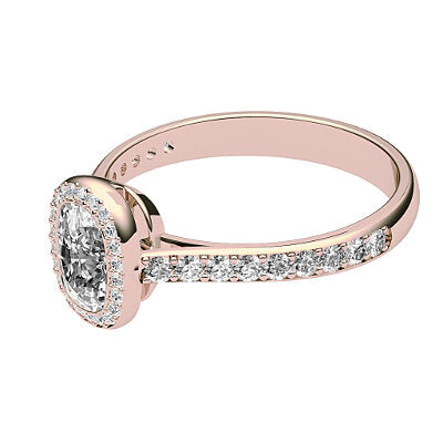Vittoria Cushion Solitaire halo Half diamond band