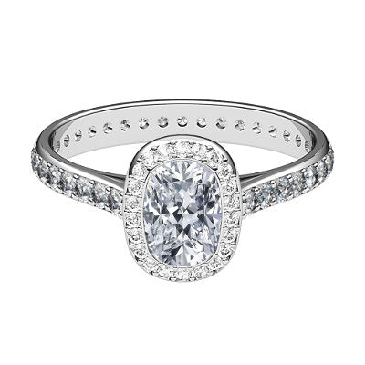 Vittoria Cushion Solitaire halo Full diamond band