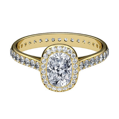 Vittoria Cushion Solitaire halo Full diamond band