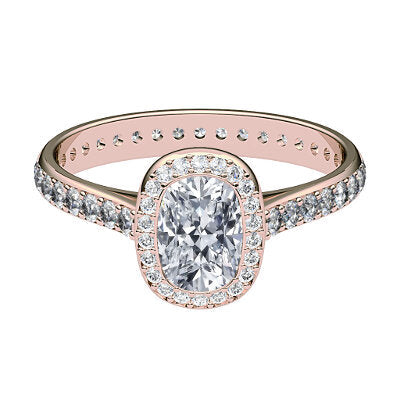 Vittoria Cushion Solitaire halo Full diamond band