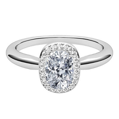Simple Flat Cushion Solitaire halo Classic band 4 Prongs