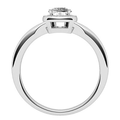 Simple Flat Cushion Solitaire halo Classic band 4 Prongs