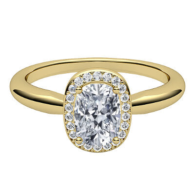 Simple Flat Cushion Solitaire halo Classic band 4 Prongs
