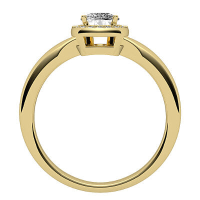 Simple Flat Cushion Solitaire halo Classic band 4 Prongs