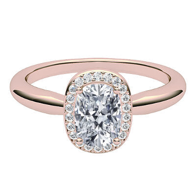 Simple Flat Cushion Solitaire halo Classic band 4 Prongs