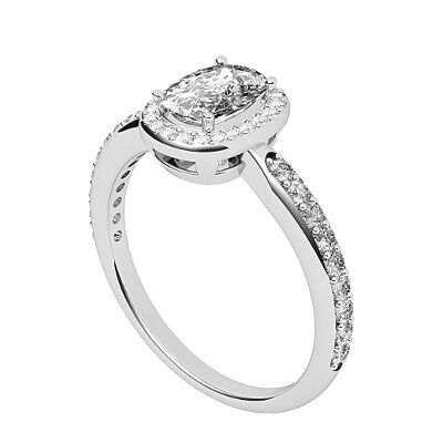 Simple Flat Cushion Solitaire halo Half diamond band 4 Prongs