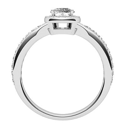 Simple Flat Cushion Solitaire halo Half diamond band 4 Prongs