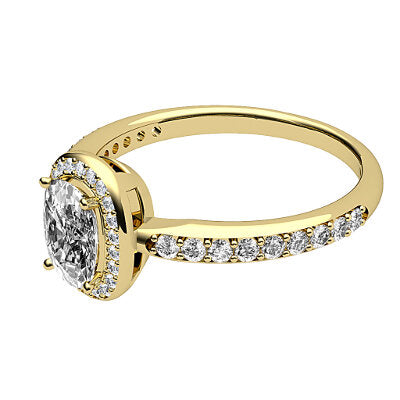 Simple Flat Cushion Solitaire halo Half diamond band 4 Prongs