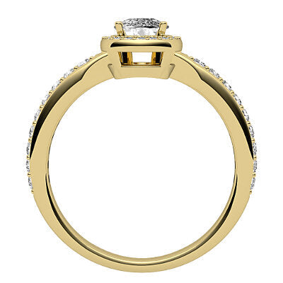 Simple Flat Cushion Solitaire halo Half diamond band 4 Prongs