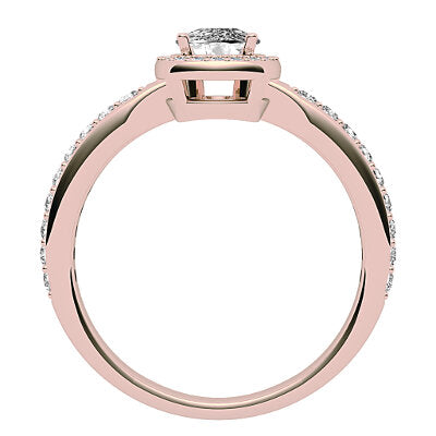 Simple Flat Cushion Solitaire halo Half diamond band 4 Prongs