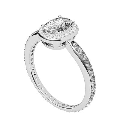 Simple Flat Cushion Solitaire halo Full diamond band 4 Prongs