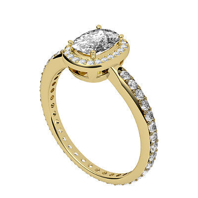 Simple Flat Cushion Solitaire halo Full diamond band 4 Prongs