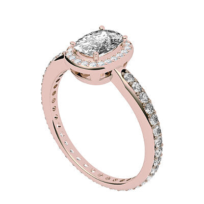 Simple Flat Cushion Solitaire halo Full diamond band 4 Prongs