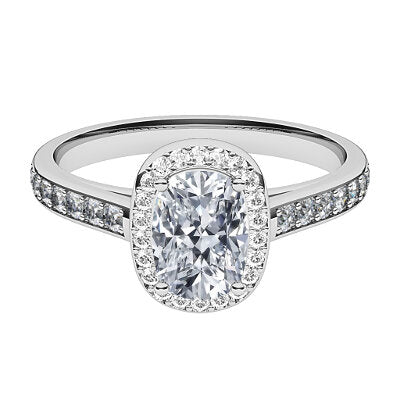 Trionfo Cushion Solitaire halo Half diamond band 4 Prongs