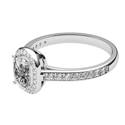 Trionfo Cushion Solitaire halo Half diamond band 4 Prongs