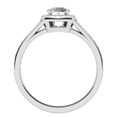 Trionfo Cushion Solitaire halo Half diamond band 4 Prongs