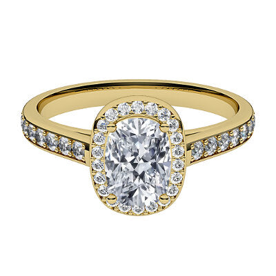 Trionfo Cushion Solitaire halo Half diamond band 4 Prongs