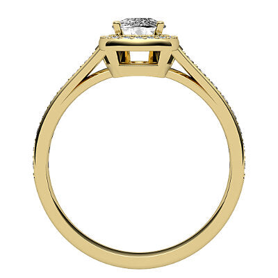 Trionfo Cushion Solitaire halo Half diamond band 4 Prongs