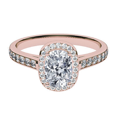 Trionfo Cushion Solitaire halo Half diamond band 4 Prongs