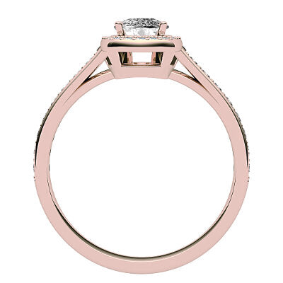 Trionfo Cushion Solitaire halo Half diamond band 4 Prongs