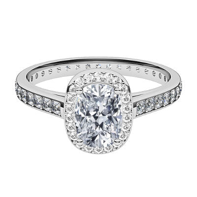 Trionfo Cushion Solitaire halo Full diamond band 4 Prongs
