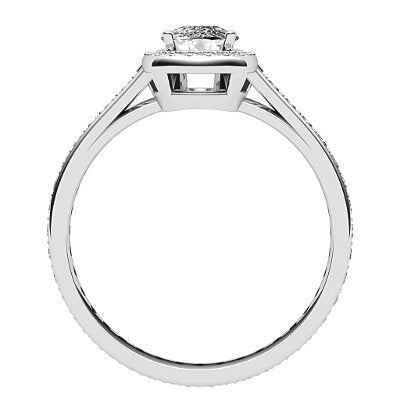 Trionfo Cushion Solitaire halo Full diamond band 4 Prongs