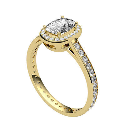 Trionfo Cushion Solitaire halo Full diamond band 4 Prongs