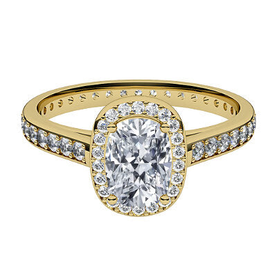 Trionfo Cushion Solitaire halo Full diamond band 4 Prongs