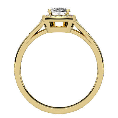 Trionfo Cushion Solitaire halo Full diamond band 4 Prongs