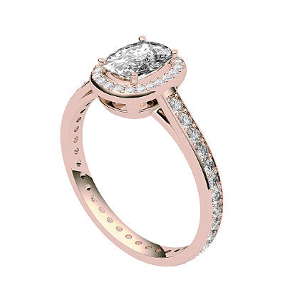 Trionfo Cushion Solitaire halo Full diamond band 4 Prongs