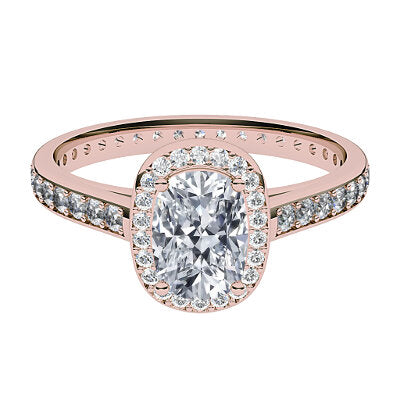 Trionfo Cushion Solitaire halo Full diamond band 4 Prongs
