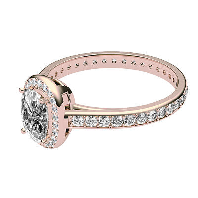 Trionfo Cushion Solitaire halo Full diamond band 4 Prongs