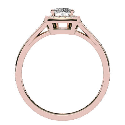 Trionfo Cushion Solitaire halo Full diamond band 4 Prongs