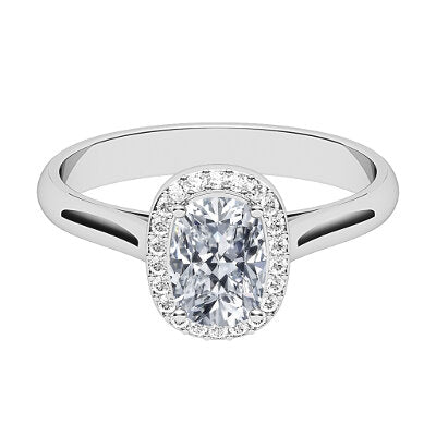 Vittoria Cushion Solitaire halo Classic band 4 Prongs