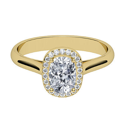 Vittoria Cushion Solitaire halo Classic band 4 Prongs