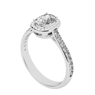 Vittoria Cushion Solitaire halo Half diamond band 4 Prongs
