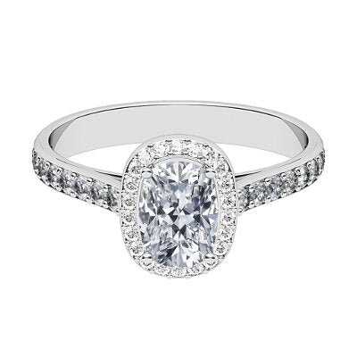 Vittoria Cushion Solitaire halo Half diamond band 4 Prongs