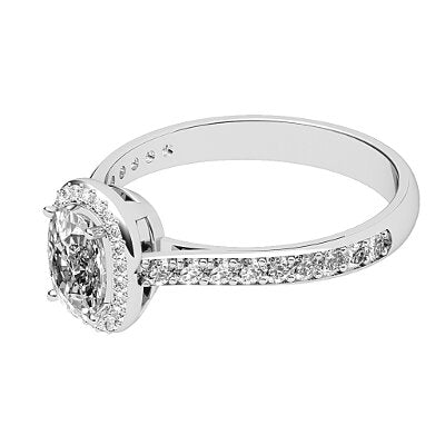 Vittoria Cushion Solitaire halo Half diamond band 4 Prongs