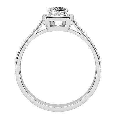 Vittoria Cushion Solitaire halo Half diamond band 4 Prongs