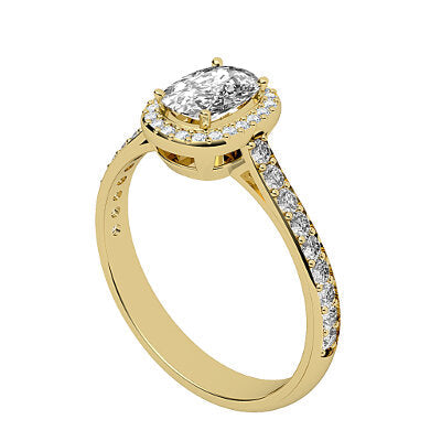 Vittoria Cushion Solitaire halo Half diamond band 4 Prongs