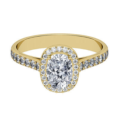 Vittoria Cushion Solitaire halo Half diamond band 4 Prongs