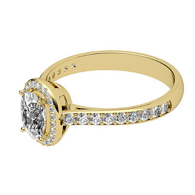 Vittoria Cushion Solitaire halo Half diamond band 4 Prongs