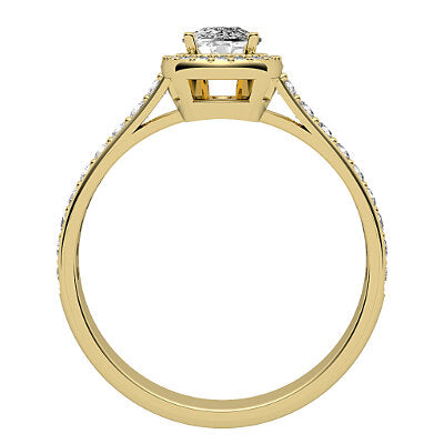 Vittoria Cushion Solitaire halo Half diamond band 4 Prongs