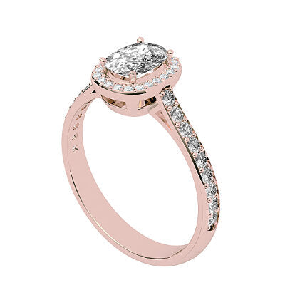 Vittoria Cushion Solitaire halo Half diamond band 4 Prongs