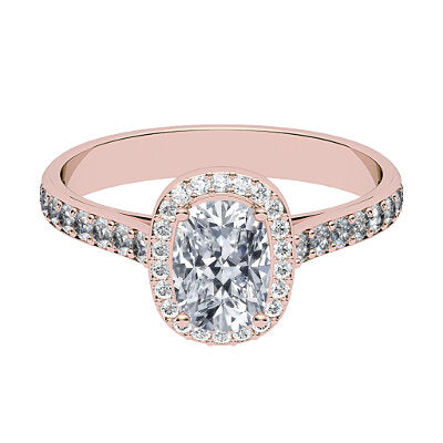 Vittoria Cushion Solitaire halo Half diamond band 4 Prongs
