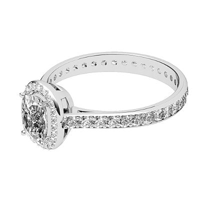 Vittoria Cushion Solitaire halo Full diamond band 4 Prongs