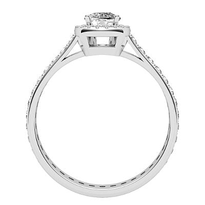 Vittoria Cushion Solitaire halo Full diamond band 4 Prongs