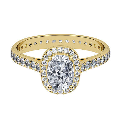 Vittoria Cushion Solitaire halo Full diamond band 4 Prongs