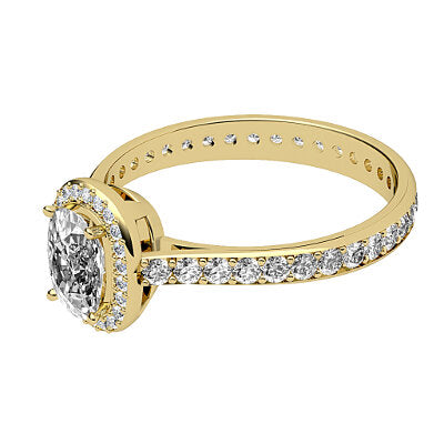 Vittoria Cushion Solitaire halo Full diamond band 4 Prongs